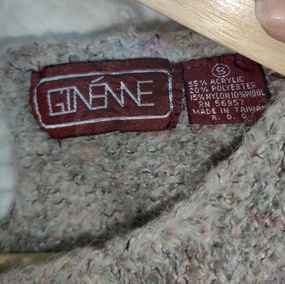 Rare Vintage Gineme Wool Chunky Knit Long Puff Sleeve Ribbed Crew Neck Sweater - Picture 14 of 16